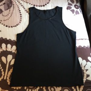 Jcrew Tank Top with faux leather scalloped trim